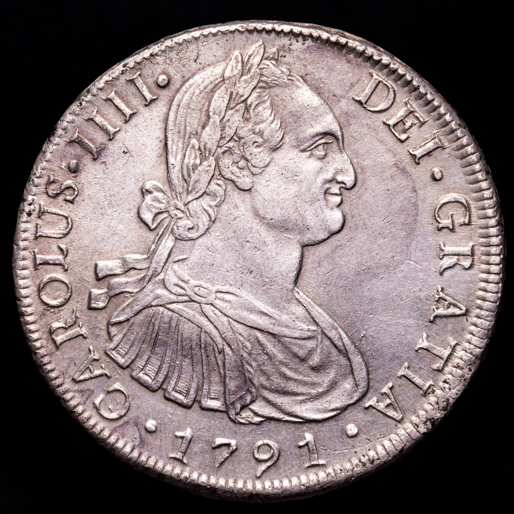 Carlos IV. 8 Reales. (26,42 g.). Lima. 1791. Ensayador I·J. AC-906. EBC-/EBC+. Primer año de busto propio. Escasa !!!