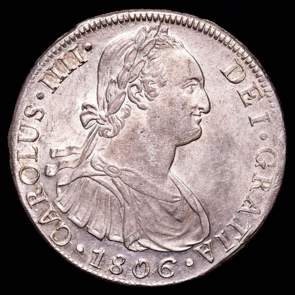 Carlos IV. 8 Reales. (26,91 g.). Lima. 1806. Ensayador J·P. AC-926. EBC+/SC-. Restos de brillo original.