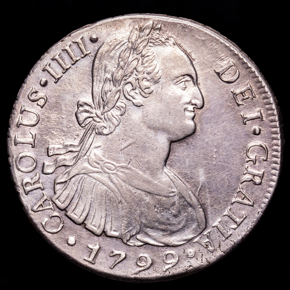 Carlos IV. 8 Reales. (26,74 g.). Lima. 1799. Ensayador P·J. AC-1064. EBC+/EBC-.