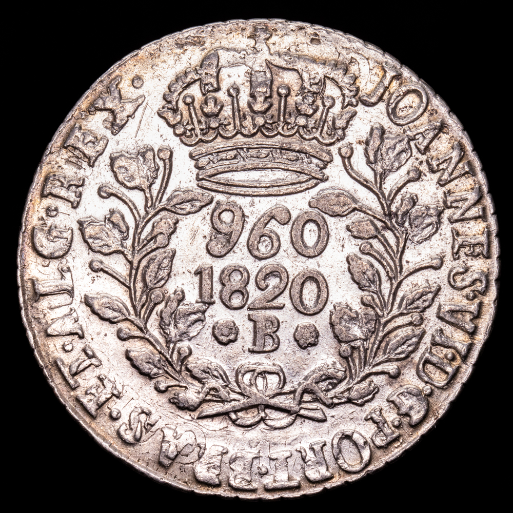 Brasil – Joannes VI. 960 Reis. (26,63 g.). Bahia. 1820. KM-307.3. EBC+. Acuñada sobre un 8 Reales de Carlos III-( 177-? )