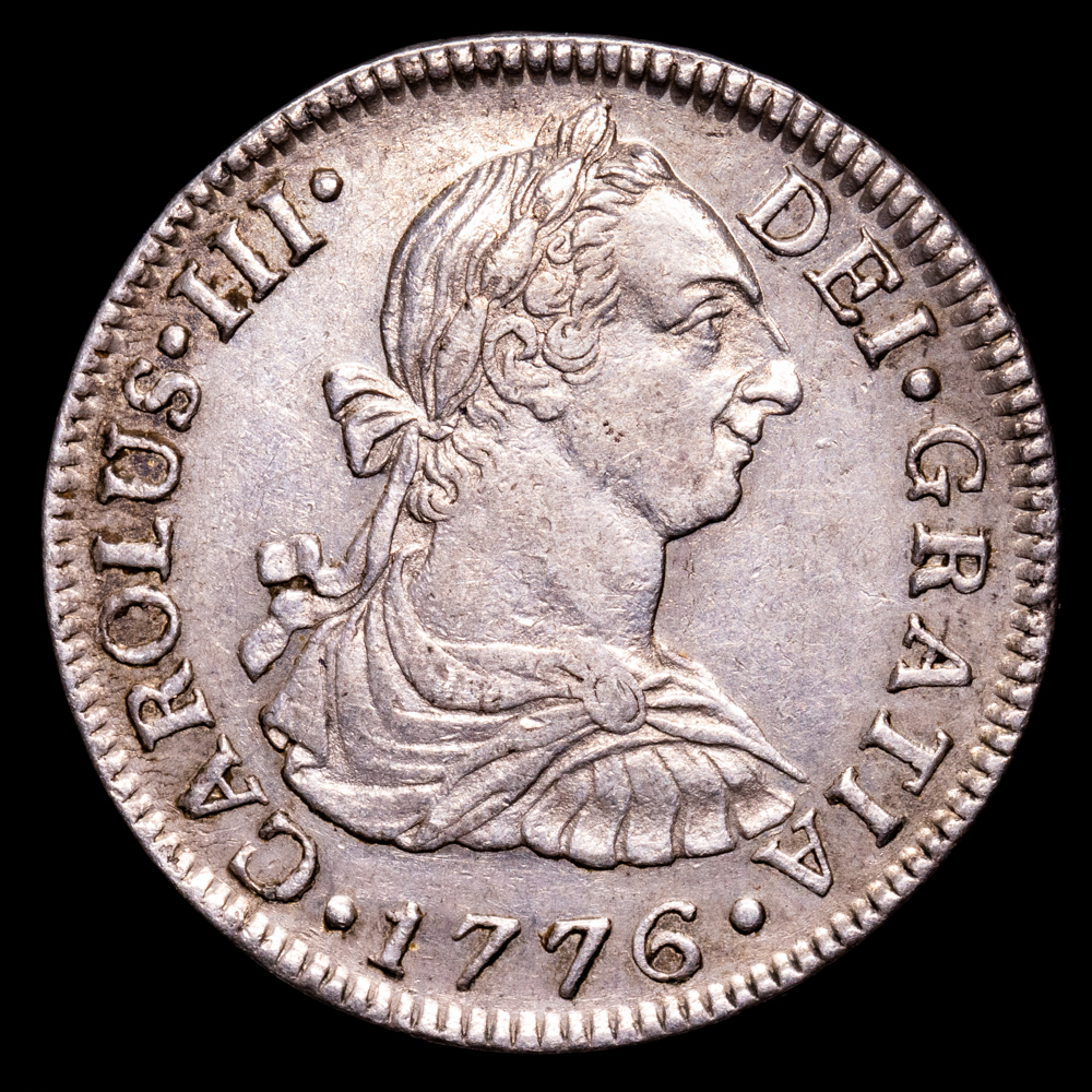 Carlos III. 2 Reales. (6,69 g.). México. 1776. Ensayador F·M. AC-662. EBC. Restos de brillo original. Escasa.