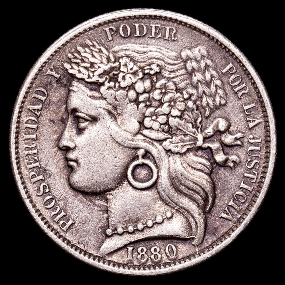 Perú. 1 Peseta. (5,05 g.). Lima. 1880. KM-200.2. EBC-/EBC.