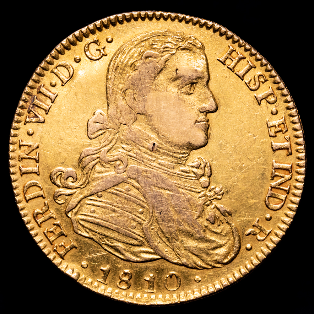 Fernando VII. 8 Escudos. (26,94 g.). México. 1810. Ensayador H·J. AC-1783. MBC+.
