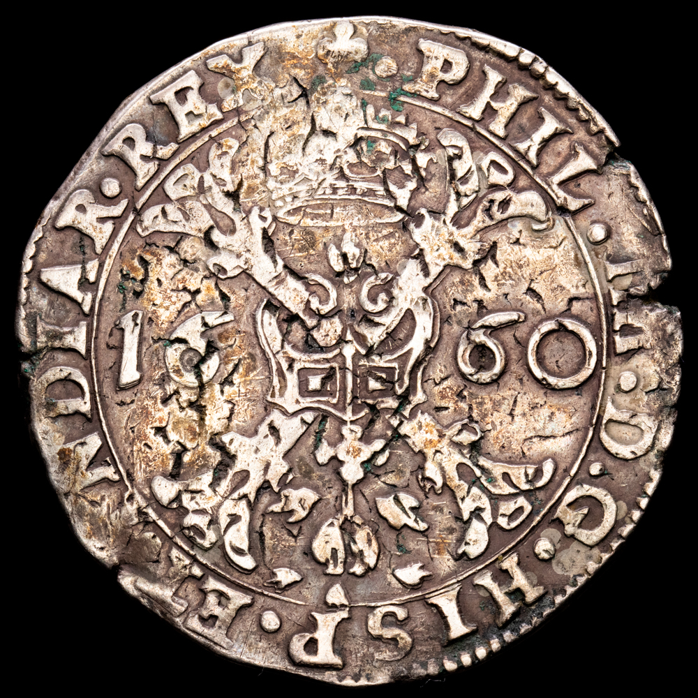 Paises Bajos – Felipe IV. Patagón. (28,45 g.). Brujas. 1660. VGH-329.6. MBC+.