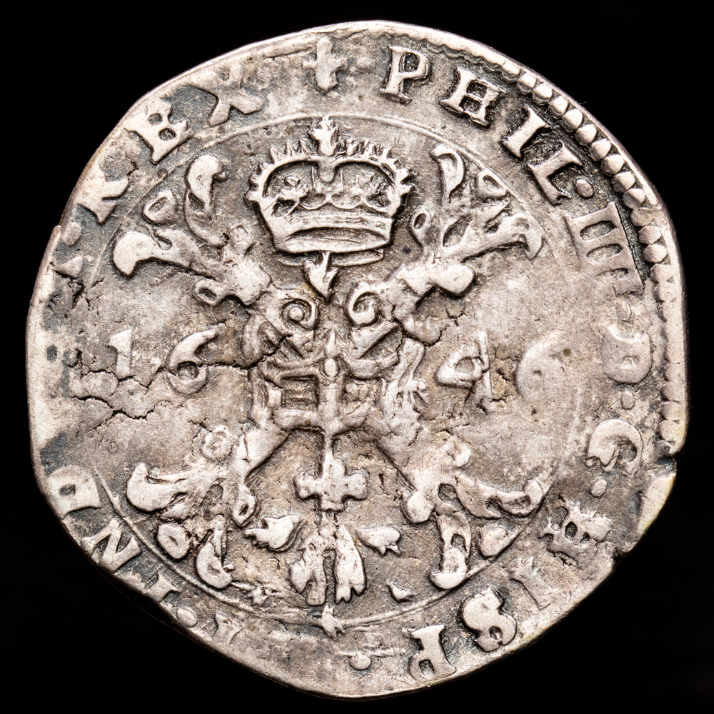 Paises Bajos – Felipe IV. 1/2 Patagón. (13,87 g.). Brujas. 1646. DEL-305. MBC-.