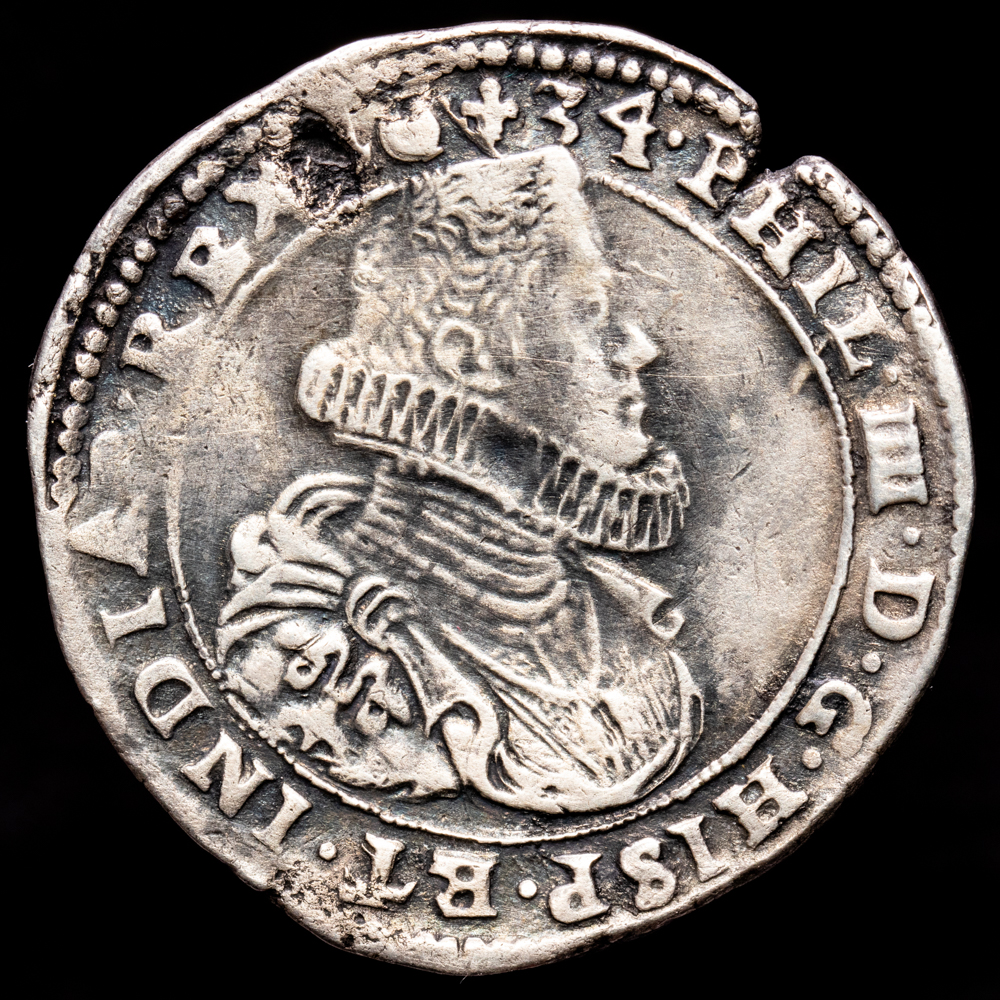 Paises Bajos – Felipe IV. 1/2 Ducatón. (15,8 g.). Brujas. 1634. VGH-328-6A. MBC+.