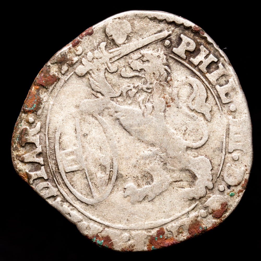 Paises Bajos – Felipe IV. Escalin. (5,01 g.). Brujas. 1630. MBC. Escasa.
