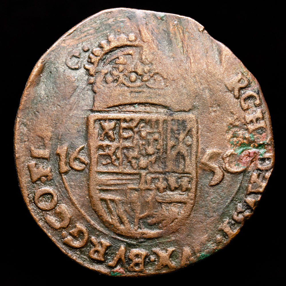 Paises Bajos – Felipe IV. Liard. (3,65 g.). Brujas. 1650. VGH-336-6. MBC.