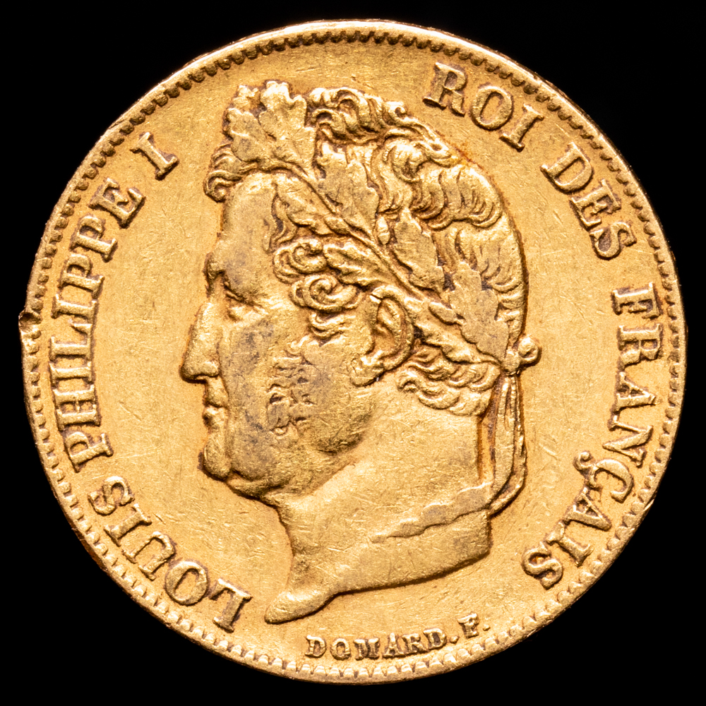 Francia – Louis Phlippe I. 20 Francs. (6,48 g.). A-Paris. 1840. GAD-1031. MBC+.
