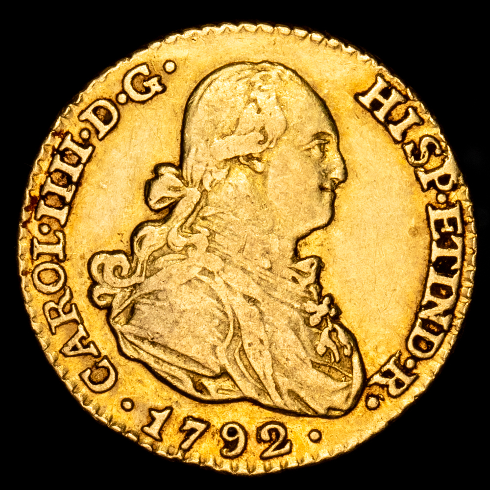 Carlos IV. 1 Escudo. (3,28 g.). Madrid. 1792. Ensayador M·F. AC-1109. MBC.