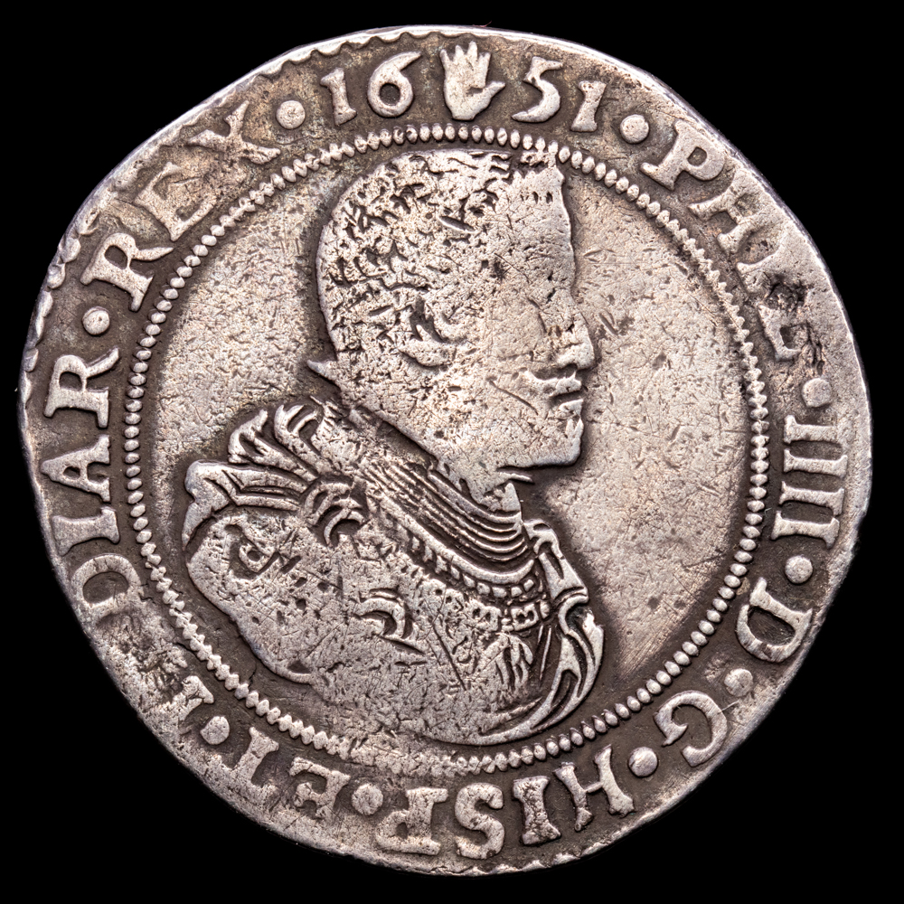 Paises Bajos – Felipe IV. Ducatón. (32,22 g.). Amberes. 1651. G.H.327. MBC-.