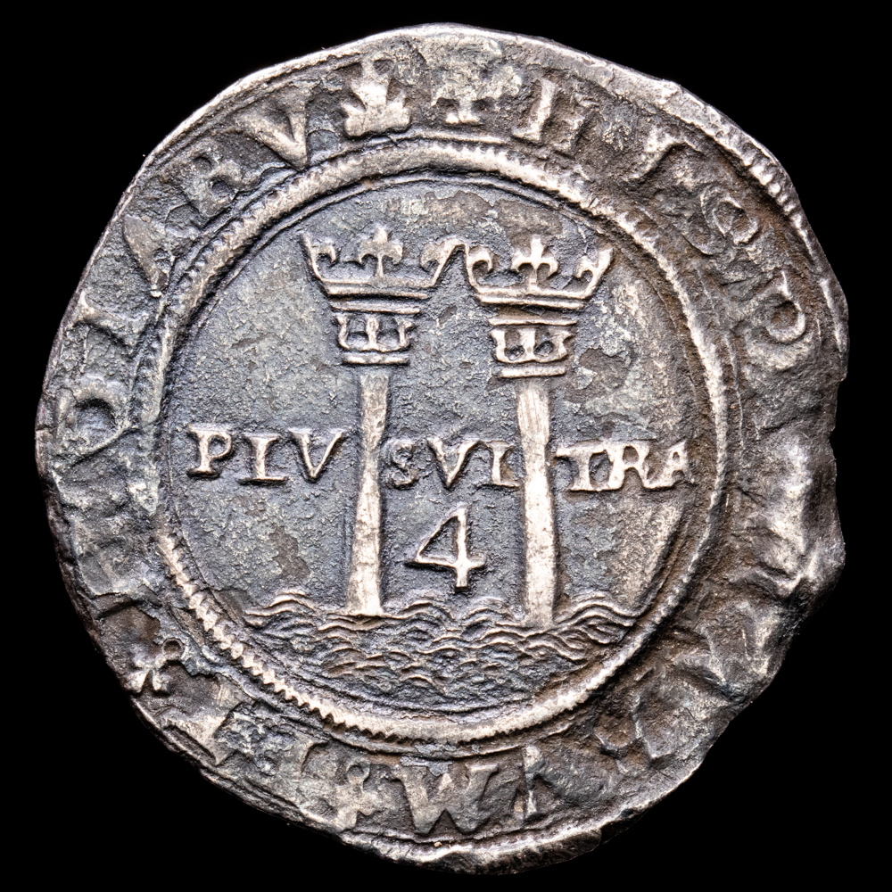 Juana y Carlos . 4 Reales. (11,43 g.). México. (1504-1555). Ensayador M·G. Aureo y Calicó 125. MBC+. Escasa.