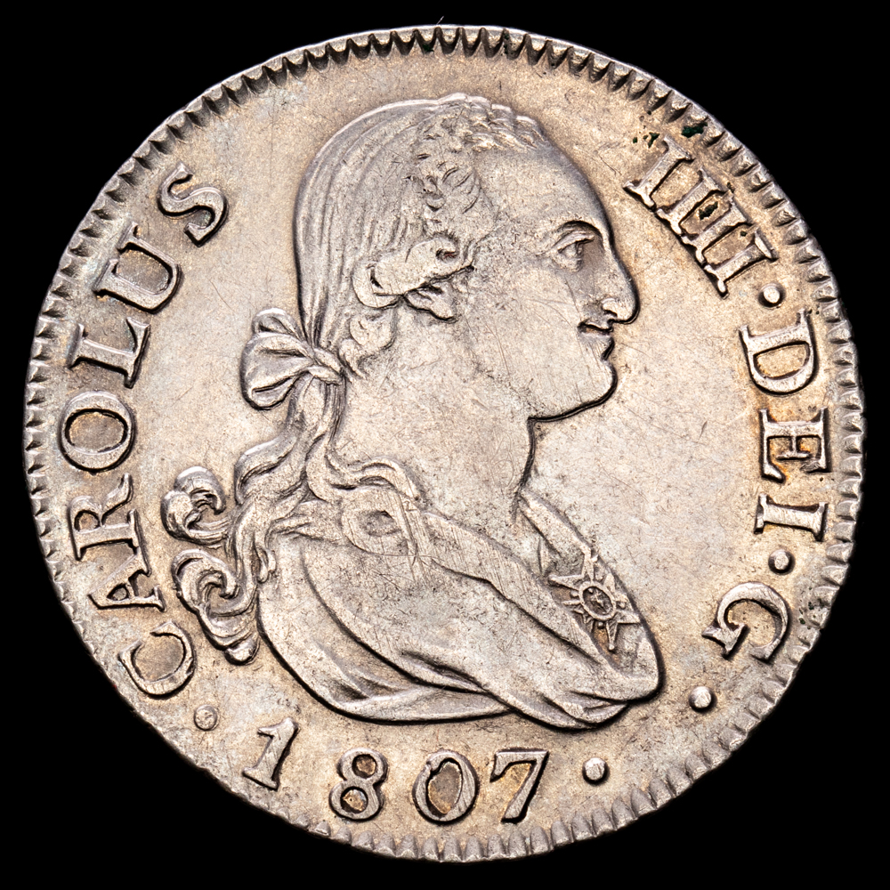 Carlos IV. 2 Reales. (5,92 g.). Madrid. 1807. Ensayador A·I. Aureo y Calicó 617. EBC-.