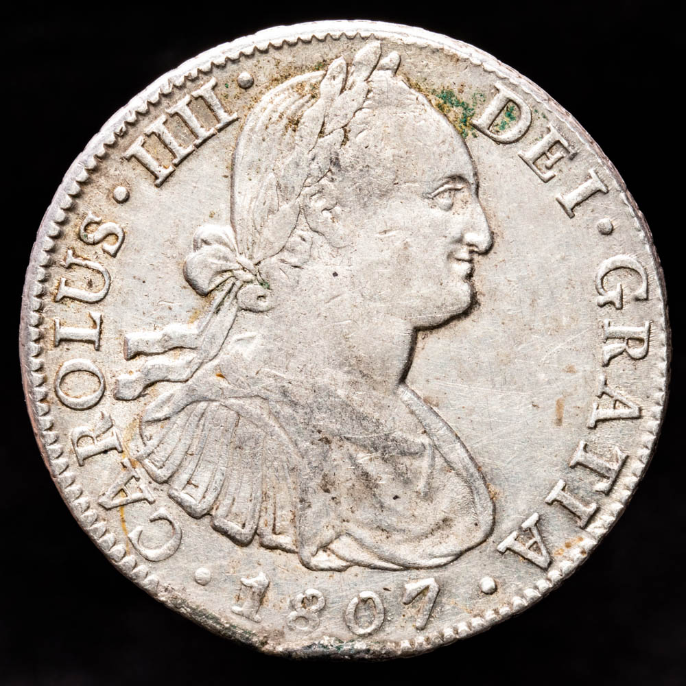 Carlos IV. 8 Reales. (26,89 g.). México. 1807. Ensayador T·H. AC-986. MBC+.
