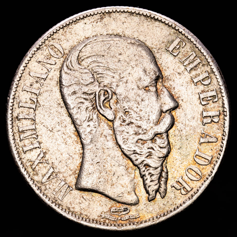 México – Maximiliano. 1 Peso. (26,87 g.). México. 1867. KM-388.1. VF-.