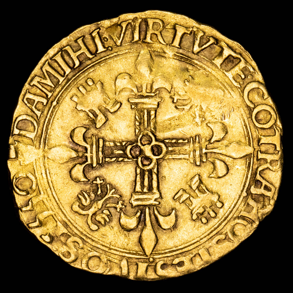 Paises Bajos – Carlos V. Couronne D’or. (3,46 g.). Amberes. 1550. DE MEY – 154. MBC+. Escasa.