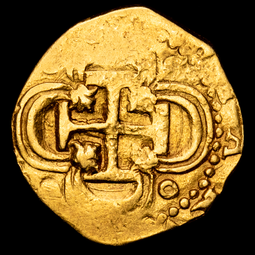 Felipe III. 2 escudos (5,78 g.). S/F. Sevilla. Ensayador (B). Aureo y Calicó – Tipo 195. MBC+. Escasa
