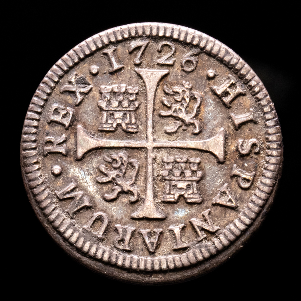 Felipe V. 1/2 Real. (1,45 g.). Segovia. 1726. Ensayador F. AC-331. EBC. Pátina, escasa así.