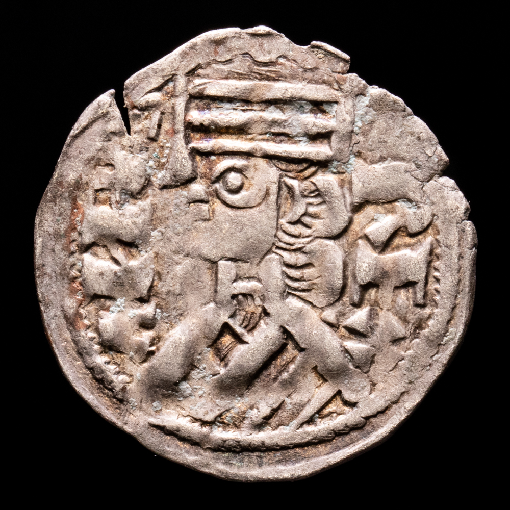 Alfonso VIII. Dinero de vellón. (0,81 g.). Burgos. (1158-1214). AB-195. MBC+. Bonito tono. Busto a izquierda