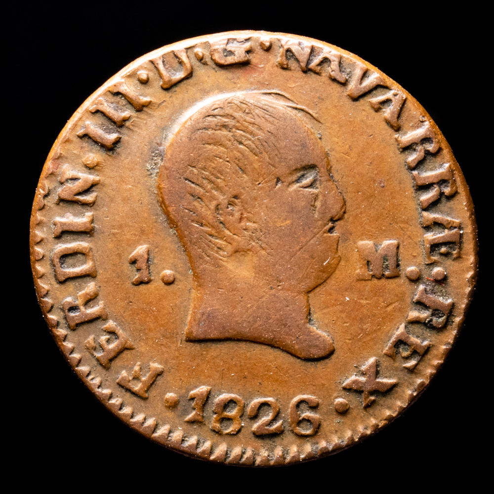Fernando VII. 1 Maravedí. (1,97 g.). Pamplona. 1826. AC-37. MBC.
