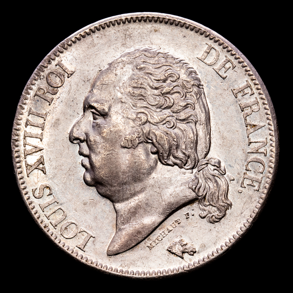 Francia – Louis XVIII. 5 Franc. (25,04 g.). Lille. 1822. F.309/73. EBC+. Brillo original.