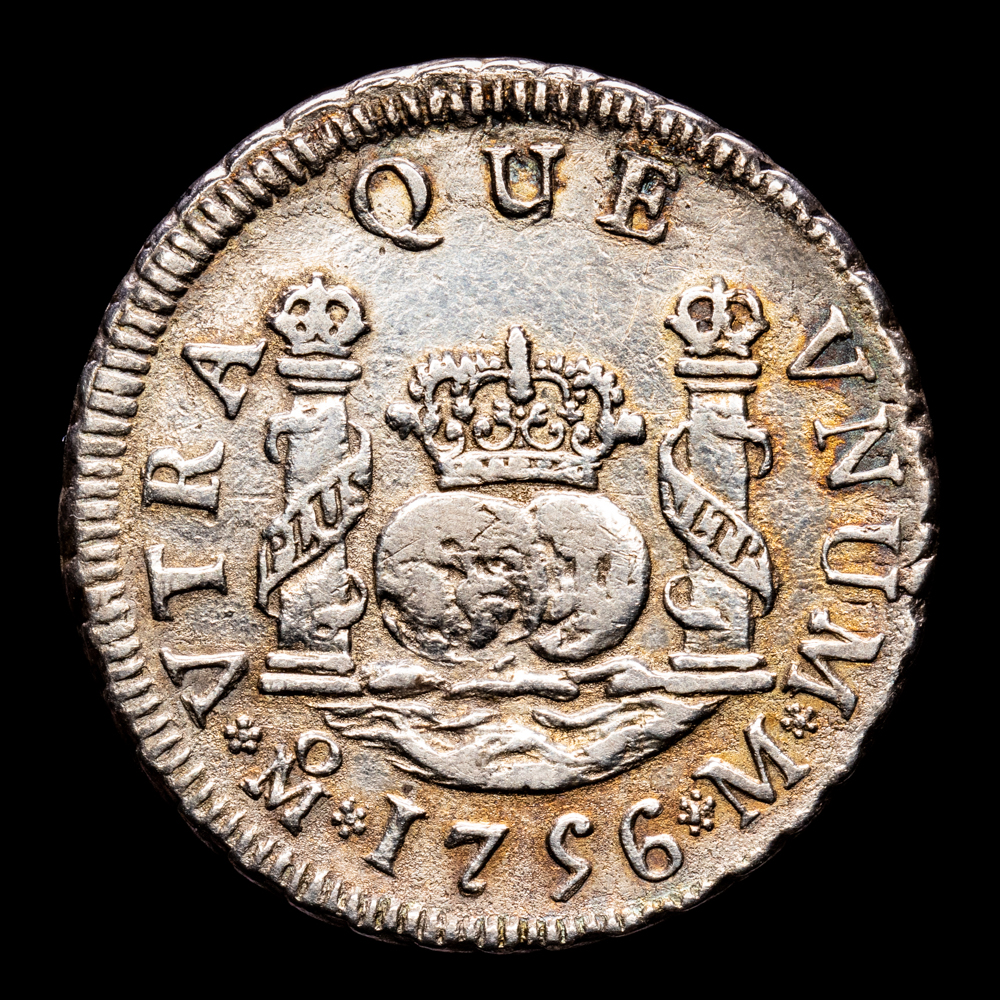 Fernando VI. 2 Reales. (6,64 g.). México. 1756. Ensayador M. Aureo y Calicó – 289. MBC. Escasa.