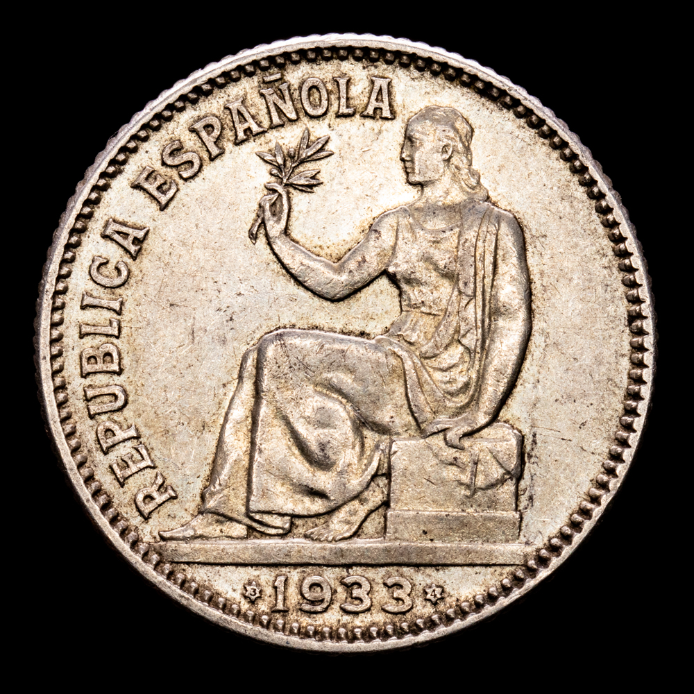Segunda República. 1 Peseta. (5,01 g.). Madrid. 1933(*3-4*). Aureo y Calicó – 34. EBC+.