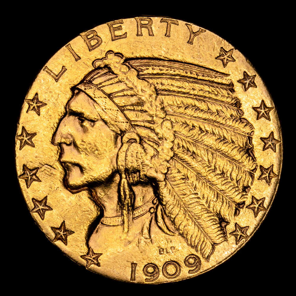 Estados Unidos. 5 Dollars. (8,37 g.). Denver. 1909. KM-129. MBC+.