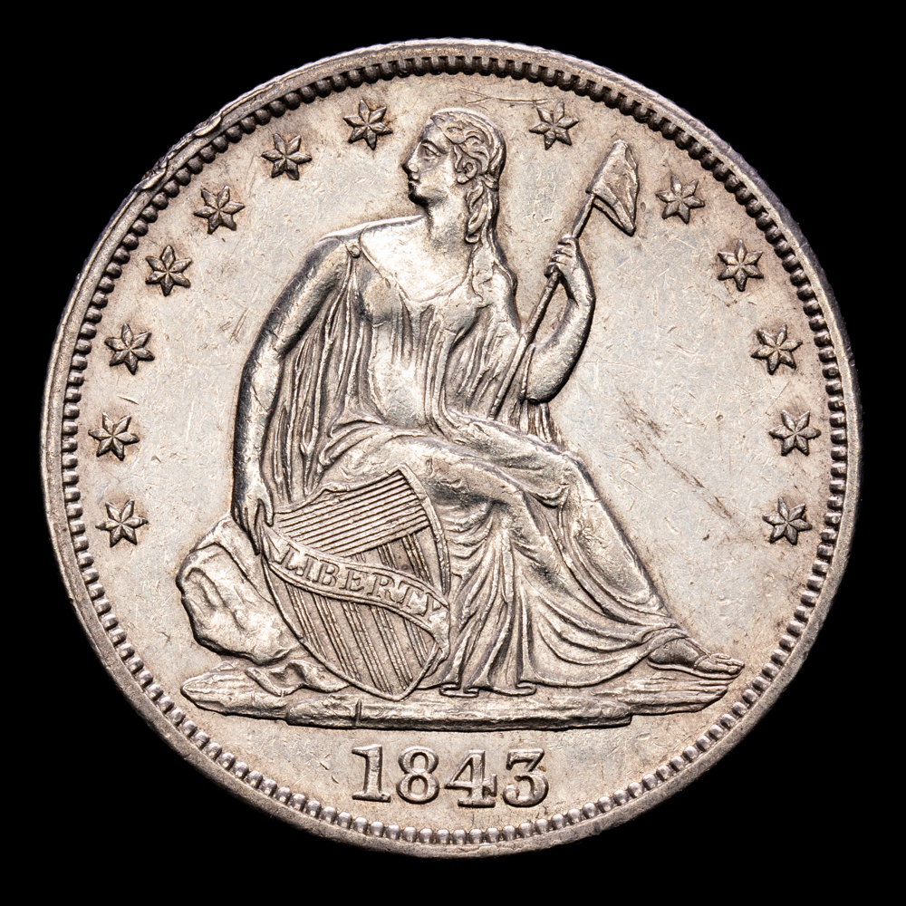 Estados Unidos. Half Dollar. (13,46 g.). Philadelphia. 1843. KM-68. EBC+. Gran Parte de brillo original.