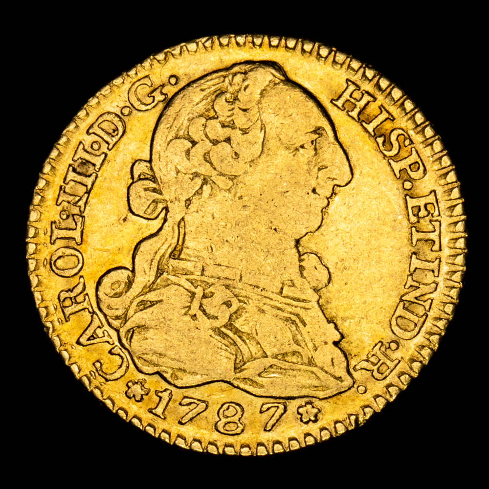 Carlos III. 1 Escudo. (3,34 g.). Madrid. 1787. Ensayador D·V. Aureo y Calico-1370. MBC.