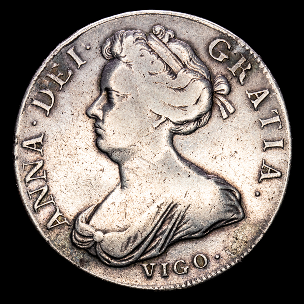Gran Bretaña – Ana. Crown. (29,65 g.). Vigo. 1703. BULL-1340. VF. Rara. Limpiada.