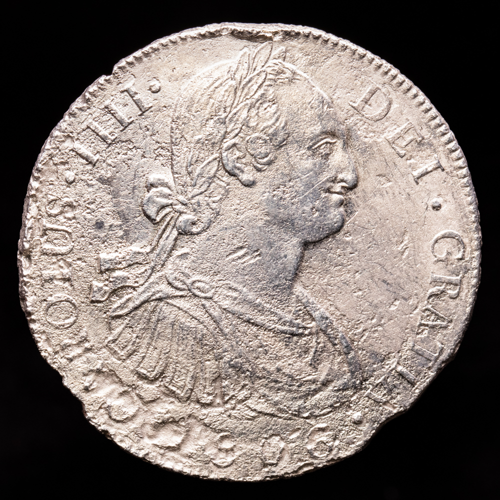 Carlos IV. 8 Reales. (24,49 g.). Nueva Guatemala. 1800. Ensayador M. AC-893. (BC+). Golpes, corrosiones marinas.