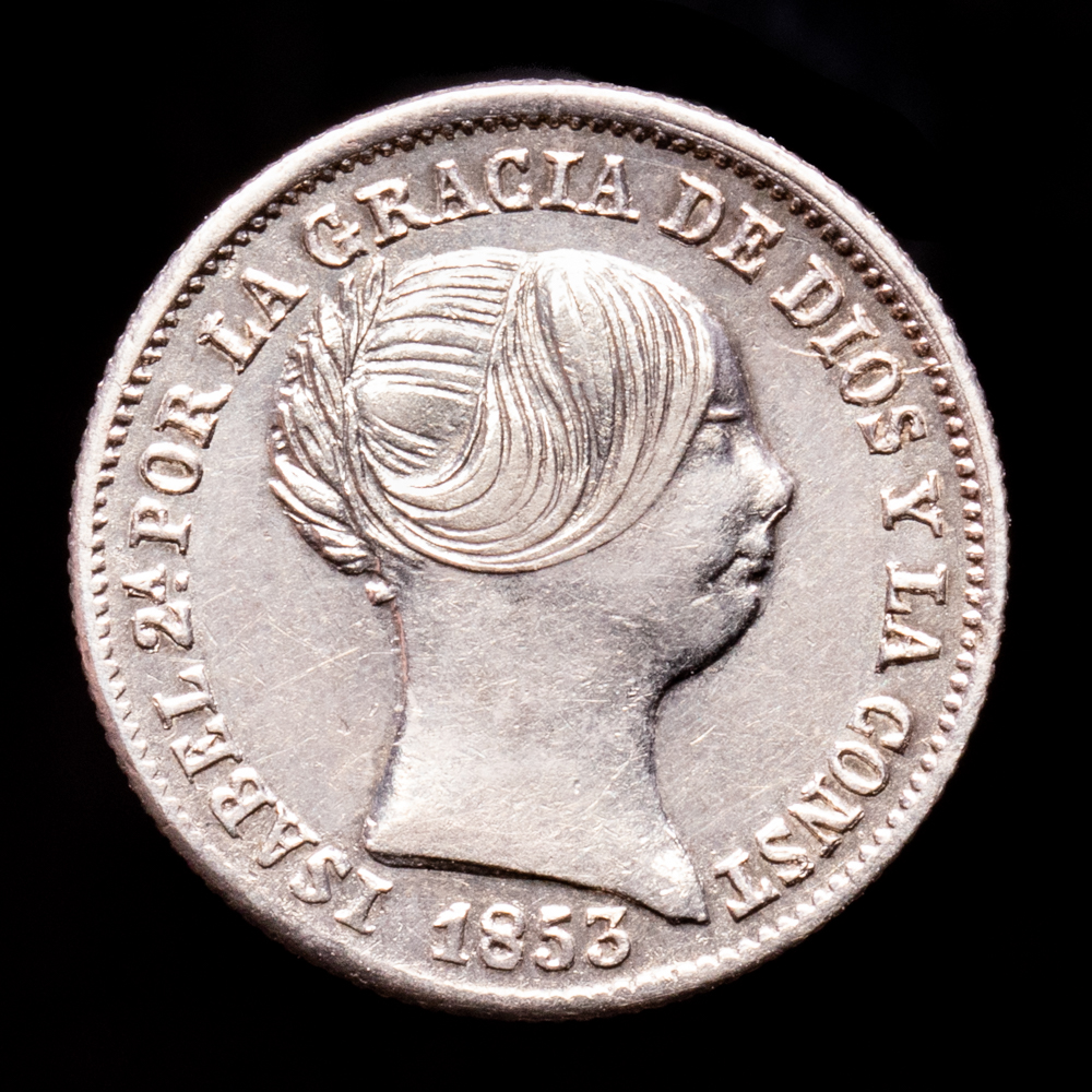 Isabel II. 1 Real. (1,26 g.). Sevilla. 1853. Aureo y Calicó – 322. EBC.