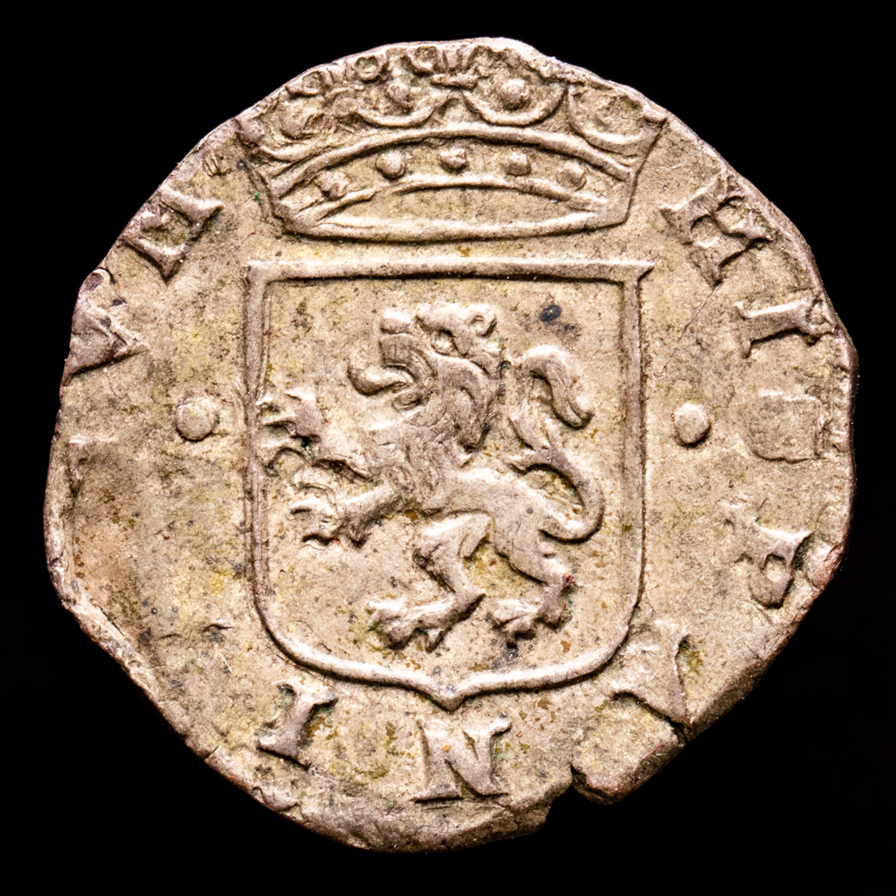 Felipe II. Cuartillo. (2,71 g.). Burgos. (1556-1598). Aureo y Calicó-78. MBC+. Castillo entre creciente y B
