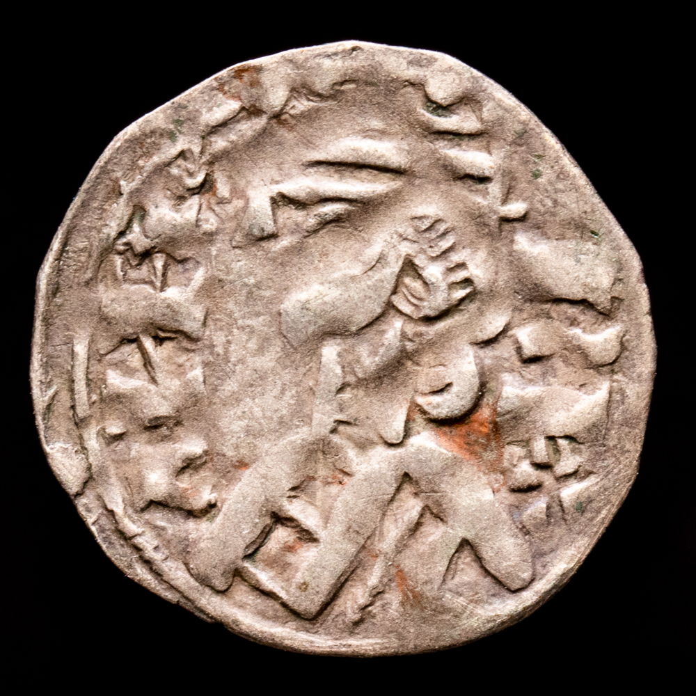 Alfonso VIII. Dinero. (0,75 g.). Burgos. (1158-1214). Álvarez Burgos-195. MBC-. Busto a izquierda y castillo con estrella