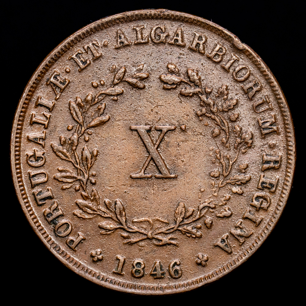 Portugal – Maria II. 10 Reis. (12,43 g.). 1846. KM-481. MBC+.