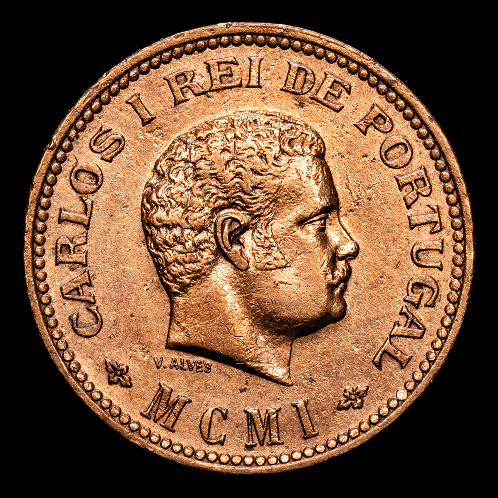 India Portuguesa – Carlos I. 1/4 Tanga. (6,28 g.). 1901-MCMI. KM-15. MBC+. Limpiada. Fecha en números romanos