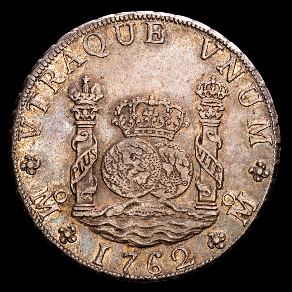 Carlos III. 8 Reales. (27,11 g.). México. 1762. Ensayador M·M. AC-1086. EBC. Tono. Buen ejemplar.