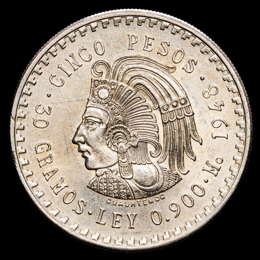 México. 5 Pesos. (30,11 g.). 1948. KM-465. UNC-.