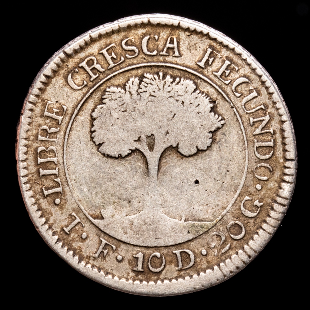 República de América Central. 2 Reales. (6,53 g.). Tegucigalpa. 1831. Ensayador F. KM-9.3. BC+. Rara. Acuñación floja. Rayitas.