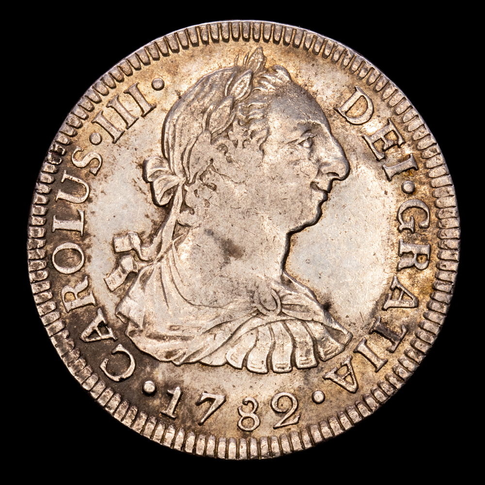 Carlos III. 2 Reales. (6,72 g.). México. 1782. Ensayador F·F. Aureo y Calico – 672. MBC+.