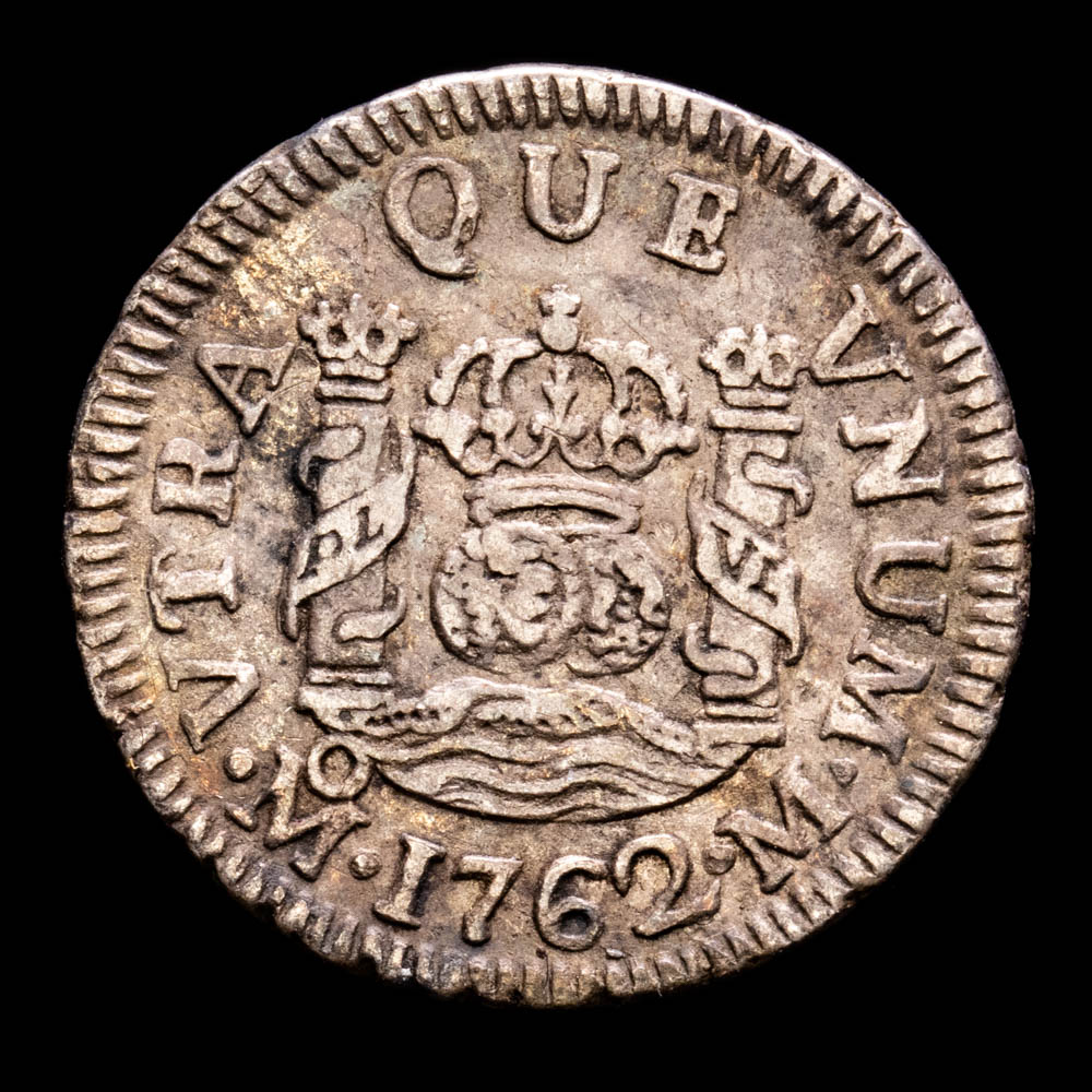 Carlos III. 1/2 Real. (1,69 g.). México. 1762. Ensayador M. Aureo y Calicó – 178. MBC+. Tipo columnario.