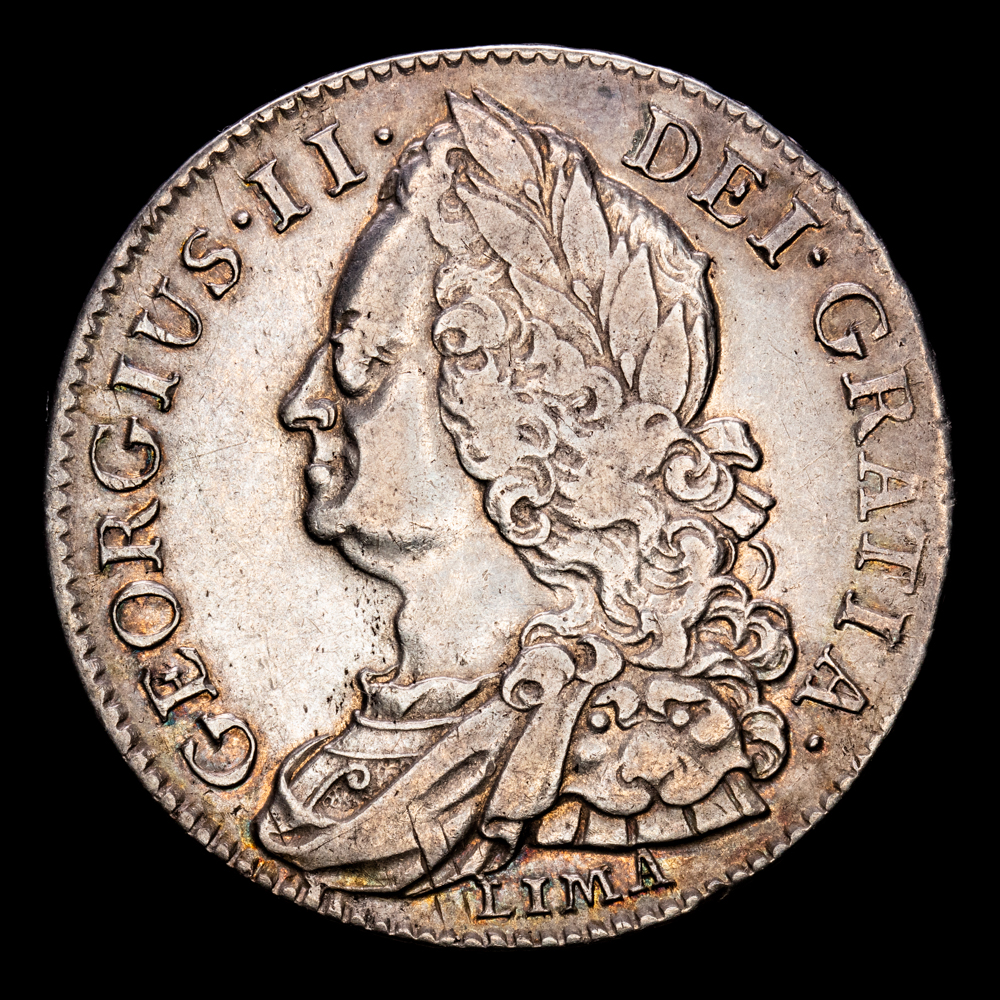 Gran Bretaña – George II. 1/2 Crown. (14,92 g.). Lima. 1745. KM-584.3. MBC+.
