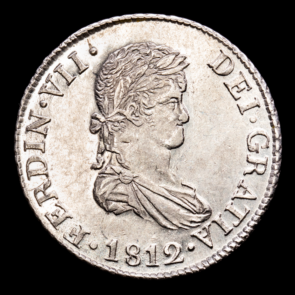 Fernando VII. 2 Reales. (5,48 g.). Cataluña. 1812. Ensayador S·F. Aureo y Calicó – 765. EBC+. Parte de brillo original. Rara así.