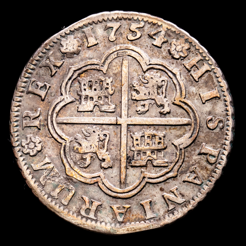 Fernando VI. 2 Reales. (5,74 g.). Sevilla. 1754. Ensayador P·J. Aureo y Calicó – 522. MBC.