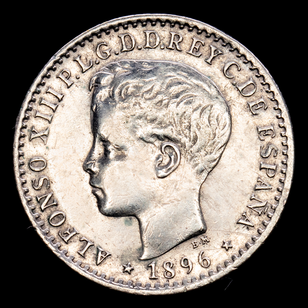 Alfonso XIII. 10 Centavos. (2,46 g.). Puerto Rico. 1895. Ensayador PG·V. Aureo y Calicó – 127. MBC+. Rara