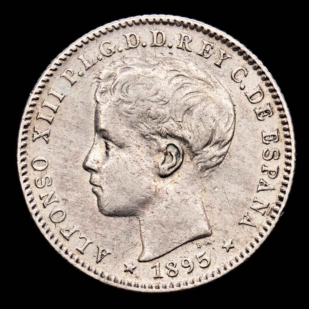 Alfonso XIII. 20 Centavos. (4,91 g.). Puerto Rico. 1895. Ensayador PG·V. Aureo y Calicó – 126. MBC+/MBC. Escasa