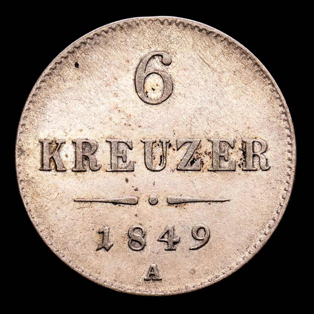 Austria. 6 Kreuzer. (1,84 g.). A. 1849. KM-2200. EBC+. Restos de brillo original