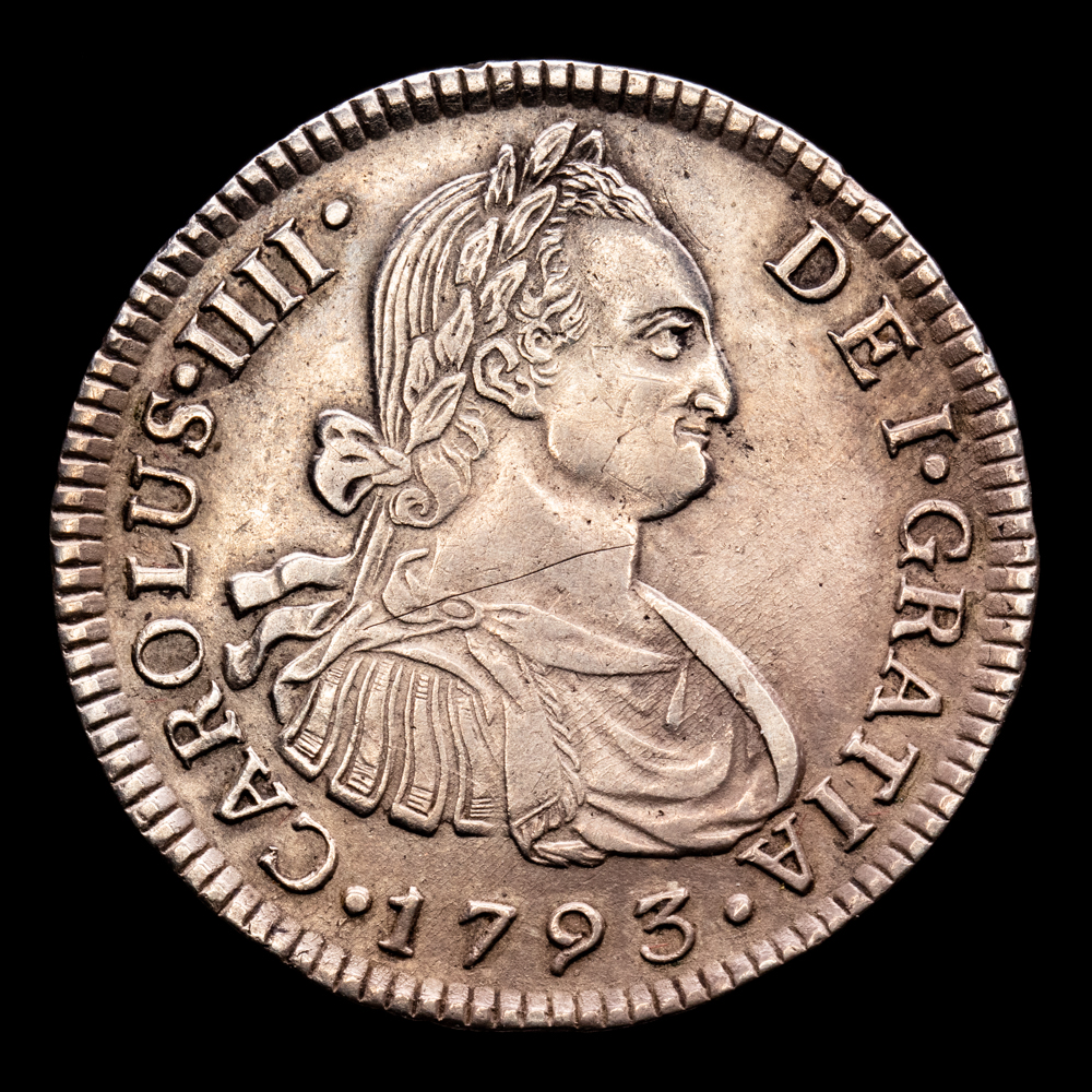 Carlos IV. 2 Reales. (6,92 g.). Lima. 1793. Ensayador I·J. Aureo y Calicó – 574. MBC+. Escasa. Segundo busto propio