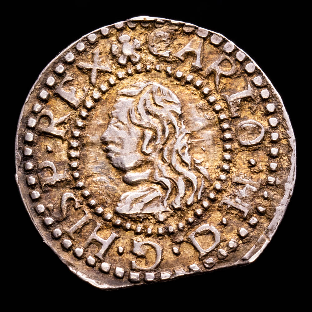 Carlos II. Croat. (2,79 g.). Barcelona. 1675. Aureo y Calicó – 200. EBC-. Pátina. Buen ejemplar D invertida